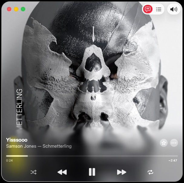 Music app, now playing